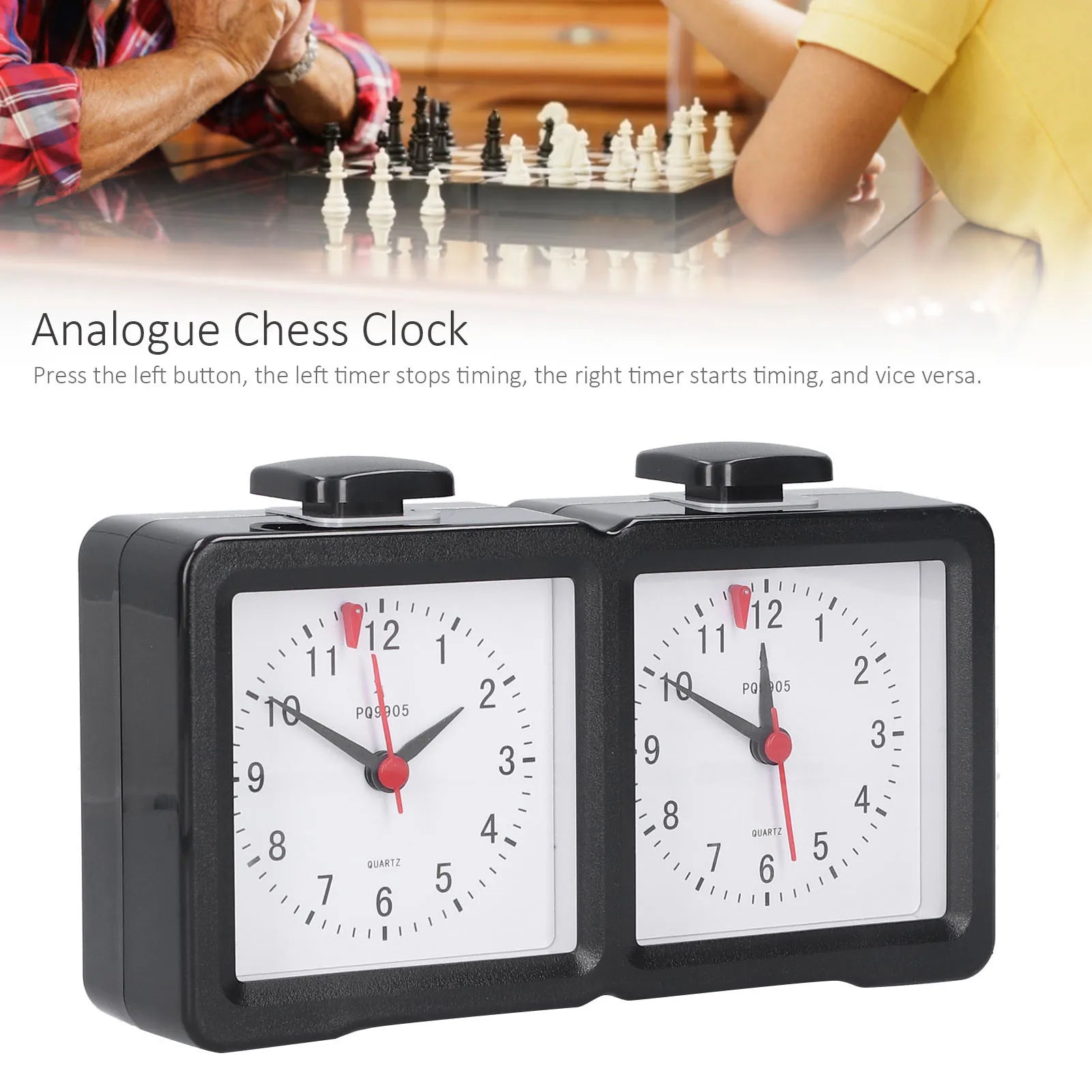 Multifunction Chess Analog Clock Count Up Count Down Timer Mute for Board Game Competition