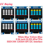 0.96 inch OLED IIC Serial White Display Module 128X64 I2C SSD1306 12864 LCD Screen Board GND VCC SCL SDA 0.96" for Arduino Black