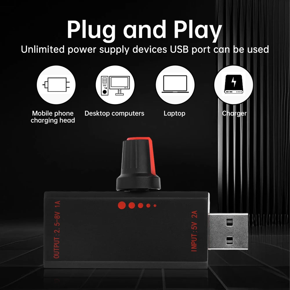5W DC5V2A Fan Speed Controller Induction Speed Controller with Switch USB Protection Type-C USB Laptop Cell Phone Cooling