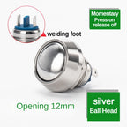 12mm Ball Round Head Metal Push Button Switch Waterproof Reset Self Locking Screw Welding Feet 3A Car Auto Horn Door Bell Swtich