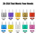 120 Pcs 2A 3A 5A 7.5A 10A 15A 20A 25A 30A 35A Mini Blade Fuse with Fuse Puller and Clear Storage Box for SUV Truck Boat