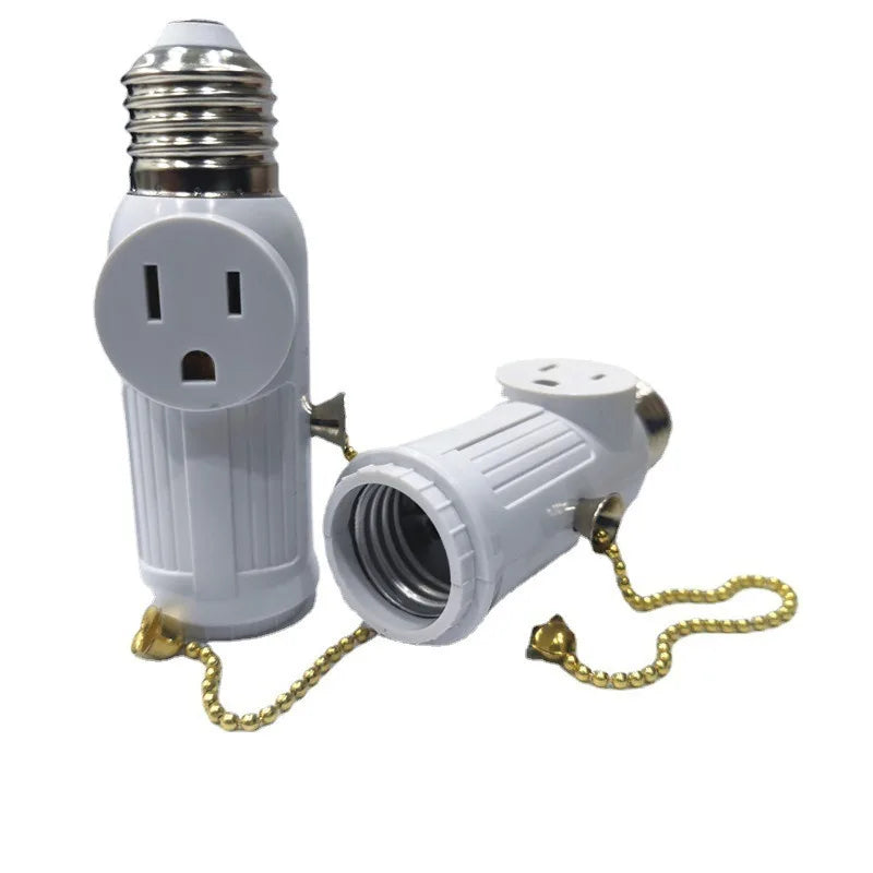 2pc E26 E27 Screw B22 Bayonet Rated 220V6A  Lamp Holder Light Base Socket to US EU AC Power Cord Outlets Plug Adapter Converter