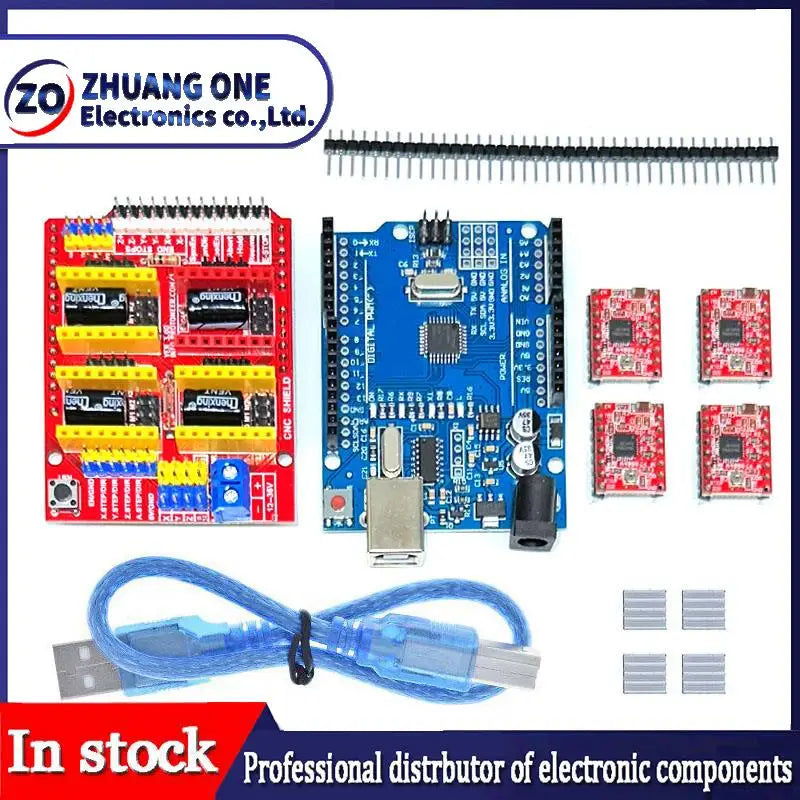 CNC Shield V3 Engraving Machine 3D Printe+ 4pcs DRV8825 Or A4988 Driver Expansion Board For Arduino + UNO R3 With USB Cable
