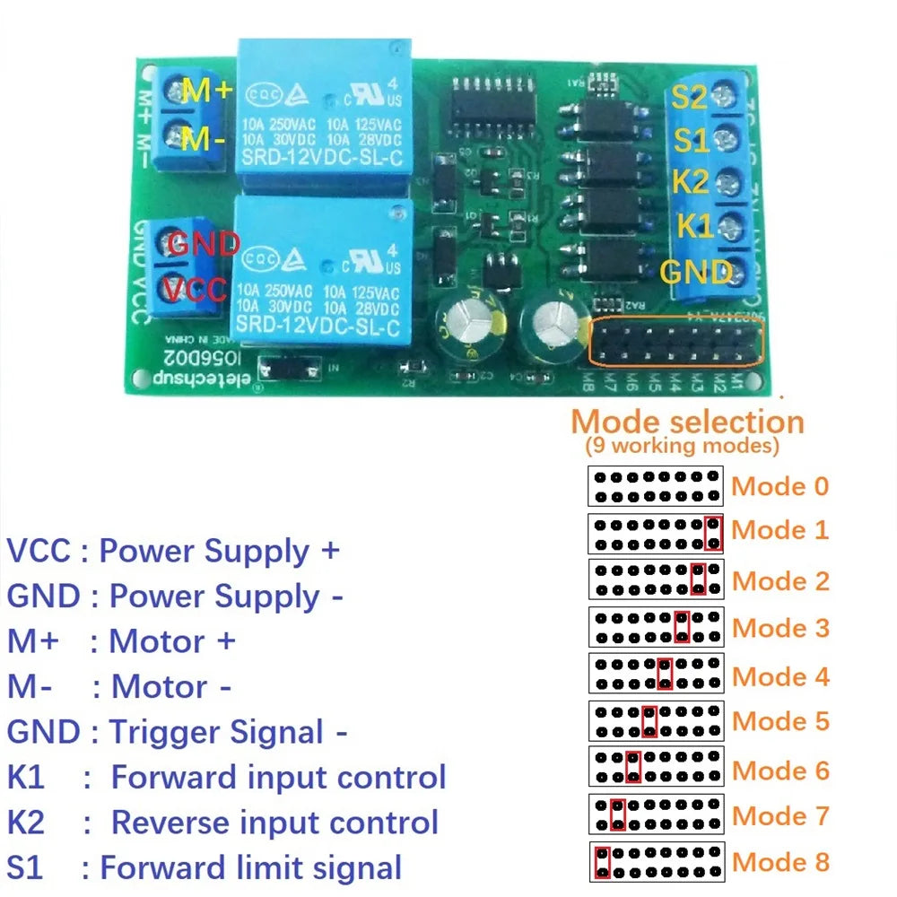 IO53A02 5-24V IO56D02 DC12V 24V Cycle Delay Relay Adjustable Time Control Switch Motor Forward Reverse Controller Time Relay