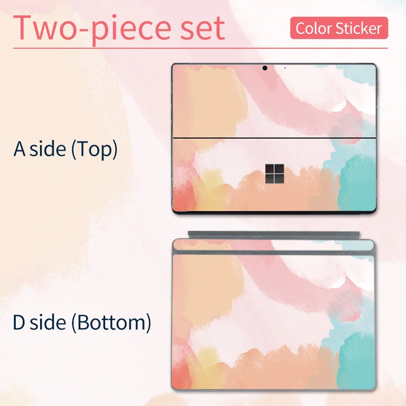 Color Printing Pattern Sticker  For Microsoft Surface Pro 7/6/5/4/3 9/8X Go 2 Back Cover Body Decal Skin Protector keyboard 10