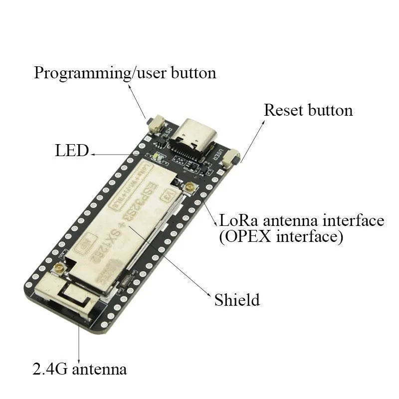 For ESP32 SX1262 LoRa WiFi BLE Module, LoRAWAN 433-470MHz 868-915MHz Wireless Stick Lite with Antenna for Arduino