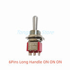 1pc SH T8013-Z1 12mm ON-OFF-ON SPDT DPDT 3/6Pin 2/3Position Maintained Toggle Switch Large Long Handle 3A 250VAC/5A 125VAC