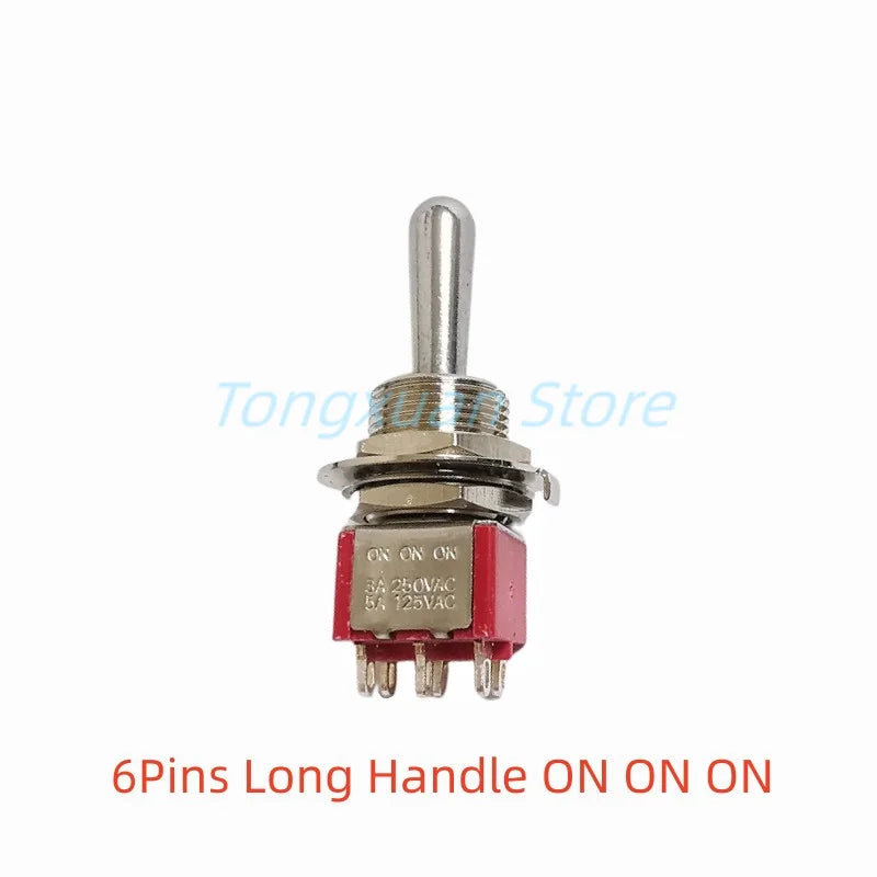 1pc SH T8013-Z1 12mm ON-OFF-ON SPDT DPDT 3/6Pin 2/3Position Maintained Toggle Switch Large Long Handle 3A 250VAC/5A 125VAC