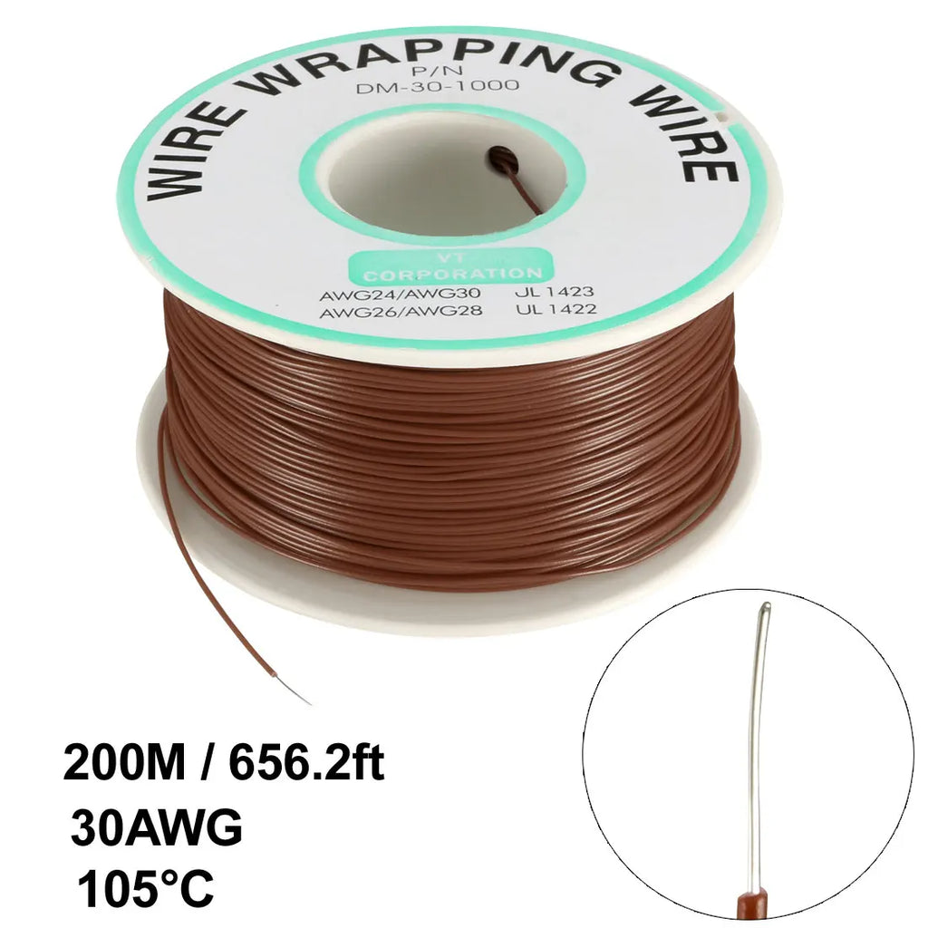 0.58mm Wire OD 200M 250M Electrical Wire Wrapping Wire Tin Plated Copper Wire PCB Solder Cable P/N DM-30-1000 30 AWG for Laptop