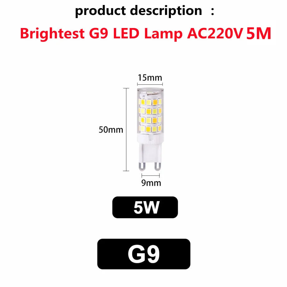 Brightest G9 LED Lamp AC220V 3W 5W 7W Ceramic SMD2835 LED Bulb Warm/Cool White Spotlight Replace Halogen Light Consignment