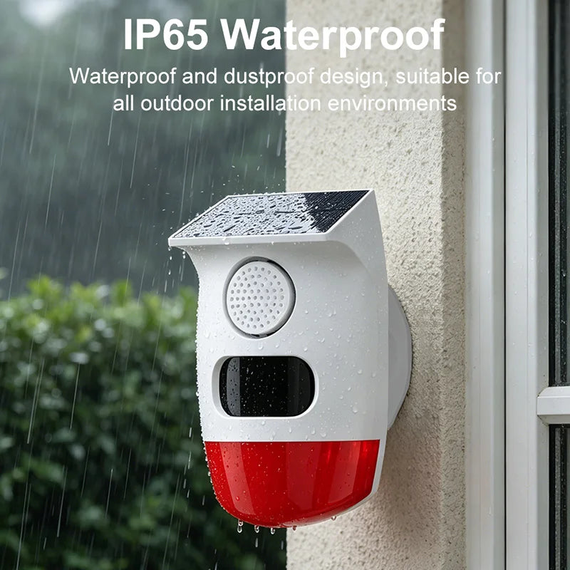 PGST Solar 120dB Independent Alarm Detector PIR Infrared Motion Sensor Siren Horn Home Security Protection Outdoor Waterproof