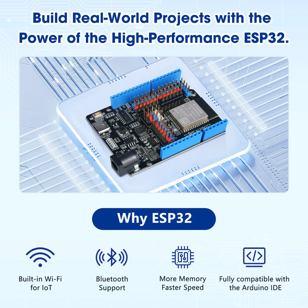 ACEBOTT ESP32 Basic Starter Kit Programming Kit with Sensors IoT ESP32 Electronic Engineering Learning Kit for Arduino