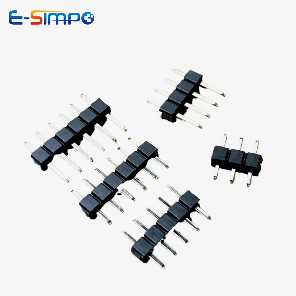100pcs 2.54mm Male Pin Header L7.5/8.5mm 1x2/3/4/5/6P Straight Single Row Single Plastic 0.8U Gold PCB Connector