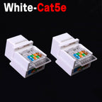 For RJ45 Module Coupler Ethernet Module Female Jack Wall Adapter RJ45 Cat6/Cat5e Ethernet Keystone Jack No Punch-Down Tool-Less