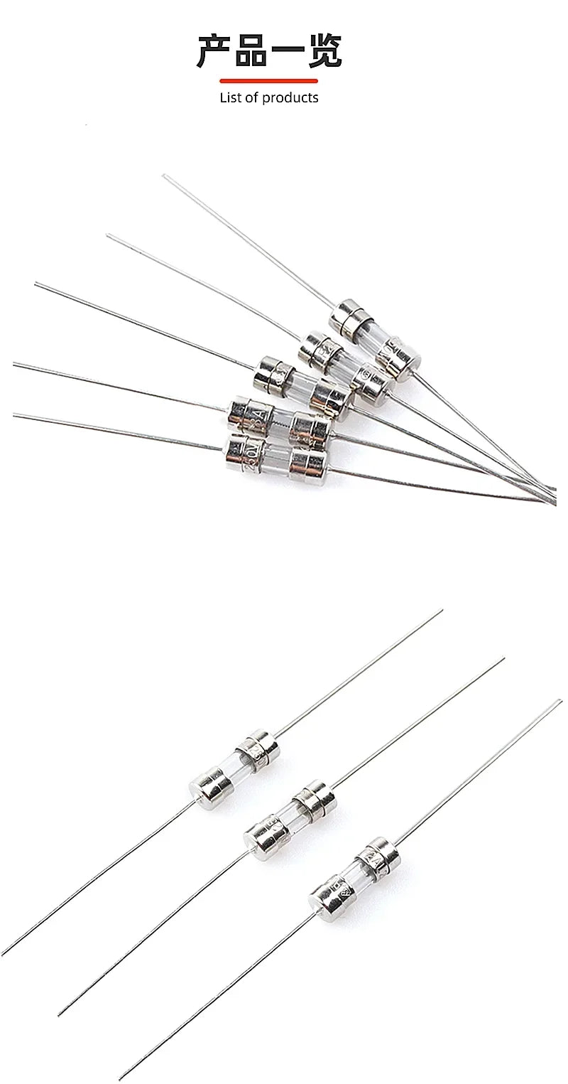 20Pcs 3.6*10 3*10 4*11 Glass fuse Fast/Slow blow 250V 0.5A 1A 2A 3A 3.15A 4A 5A 6.3A 10A 12A with legs F/T type 3.6x10 3x10 4x11