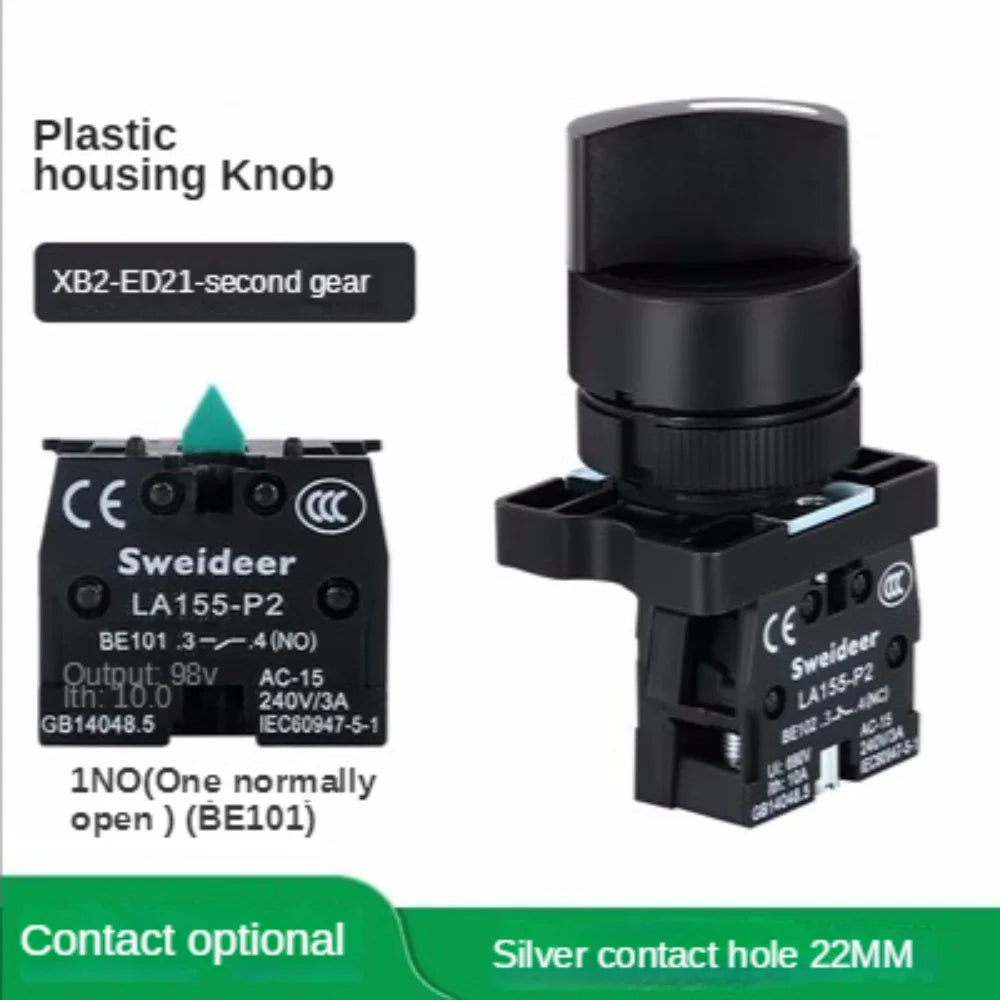 22mm XB2-ED21 XB2-ED33 XB2-ED25 Self-locking/Latching Knob Switch 10A/600V 2 Position 3 Position Select Button Switch