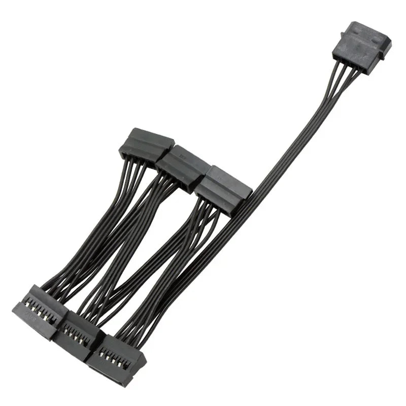 1PCS 4Pin IDE Molex To1/2/3/4/5-Port 15Pin SATA Power Cable Cord Lead 18AWG Wire for Hard Drive HDD SSD PC Server DIY