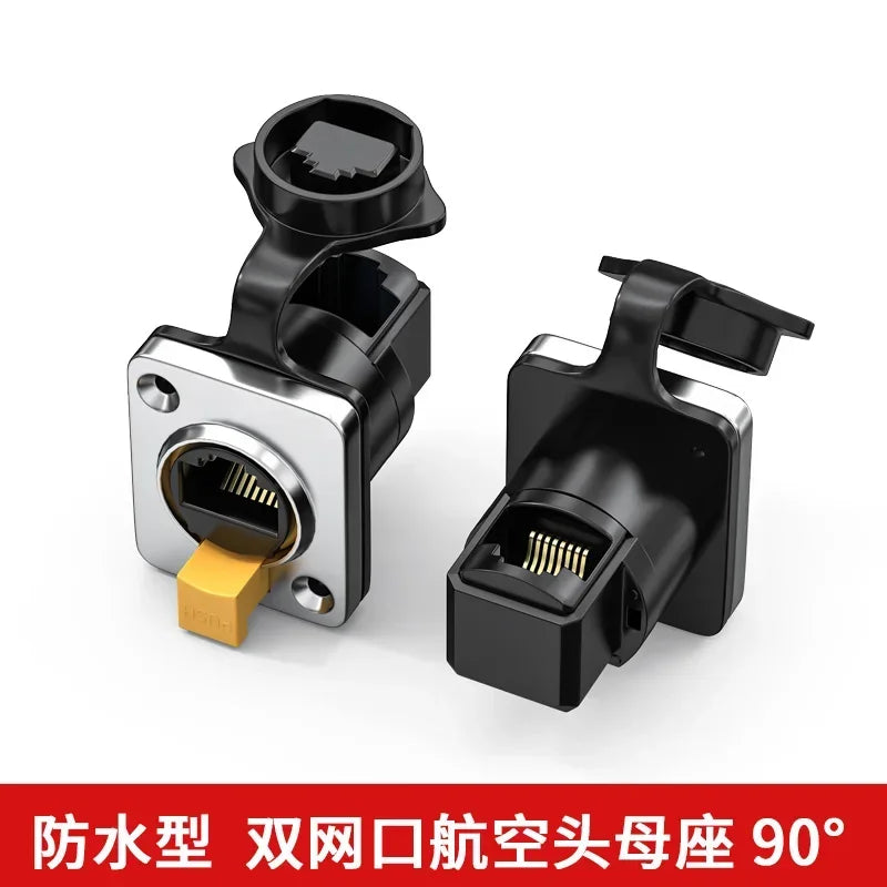 Waterproof CAT6A RJ45 Plug Socket Industrial Ethernet Cable Extender Adapter Category 6 Network Interface Panel Module Connector