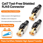 Cat7 Tool‑Free RJ45 Connector Shielded Reusable Field Termination Zinc‑Alloy No Crimp for CAT7 CAT6A STP Network Cabling Project