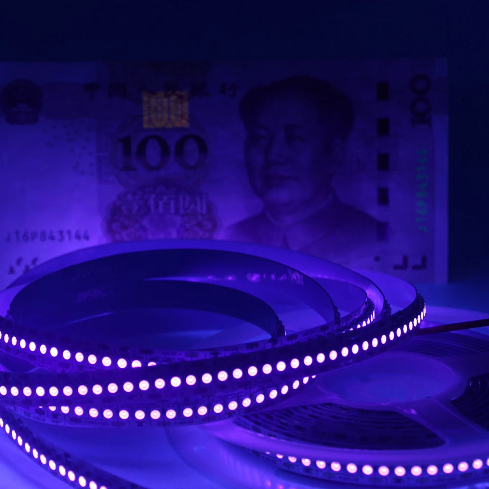 UV LED Strip Light 12V 24v Ultraviolet 60/120/240LEDS/M LED Diode Ribbon LAMP SMD 3528 Purple Flexible Tape for DJ Fluorescence