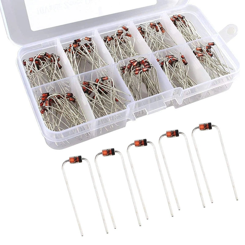200 Pcs 10Value 1W Zener Diode Assorted Kit Set 1N4728-1N4737 3.3V-7.5V Sample Box