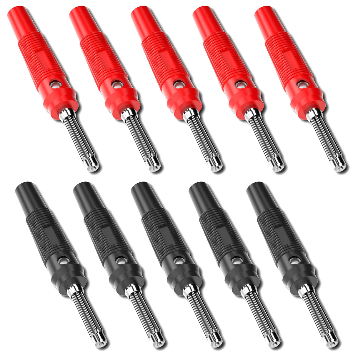 Cleqee 10pcs  4mm Stackable Banana Plug 32A High Current Screw Locking/Welding Copper Connector for Multimeter Speaker Cable