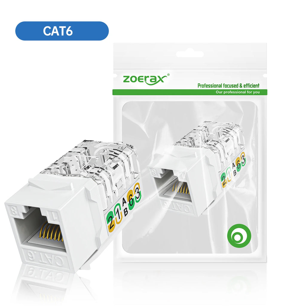 ZoeRax RJ45 Cat6 Keystone Jacks Slim Profile 1/10/30-Pack, 90-Degree Ethernet Punch Down Keystone Jack Adapter