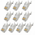 10/50/100Pcs Pass Through RJ45 Cat7 Shielded Connectors Crystal End Gold-Plated 8P8C Crimp UTP Ethernet Modular Plug