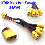 T Plug XT60 XT90 Parallel Battery Connector Male/Female Double Extension Cable Y-Divider/RC Battery Motor3-Way 10AWG 12AWG 14AWG
