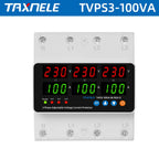 3 Phase Din Rail Voltmeter Ammeter Adjustable Over Under Voltage Current Limit Protection Monitor Relays Protector 63A 100A