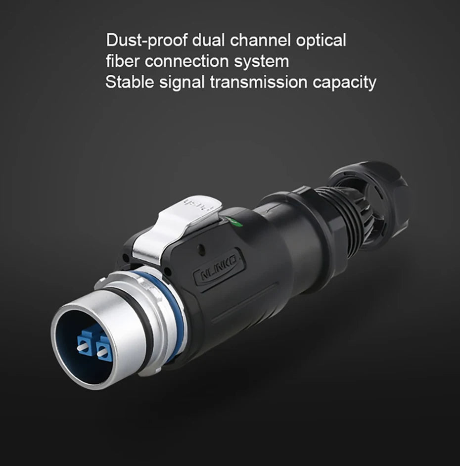 CNLINKO M24 Fiber Optic Connector LC High Performance Single Mode Conenctor Quick Assembly Waterproof IP68 for Networking FTTH
