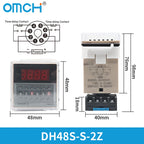 OMCH DH48S-S SPDT Timer Relay with Base DC12V/24V AC110V/220V Models DH48S-1Z/2Z DH48S-11 DH48S-S-2Z for Electrical Engineering
