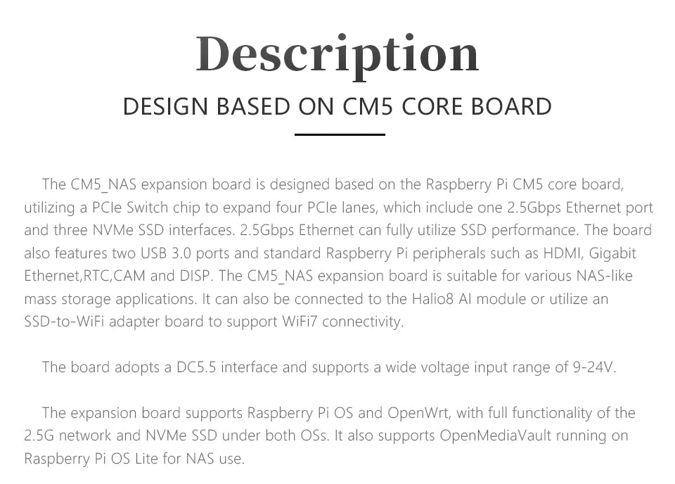 Raspberry Pi CM5_NAS_M.2 board,3* NVME ssd, M.2 support 22110 2280 2242,2.5Gbps ETH and GIGA ethernet, OpenMediaVault,4*PCIE
