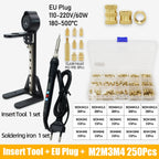 Heat Set Insert Press Tool Electric Soldering Iron Tip M2 M3 M4 M5 M6 M8 Thread Brass Inserts Nut Embedded Kit for 3d Printing