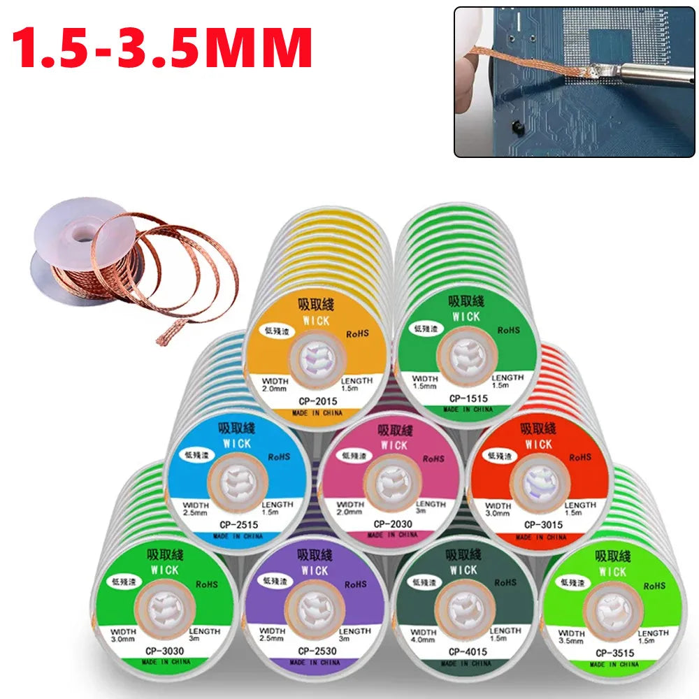 1.5M Length Welding Wires Desoldering Mesh Braid Tape Copper Welding Point Solder Remover Wire Repair Tool for Soldering