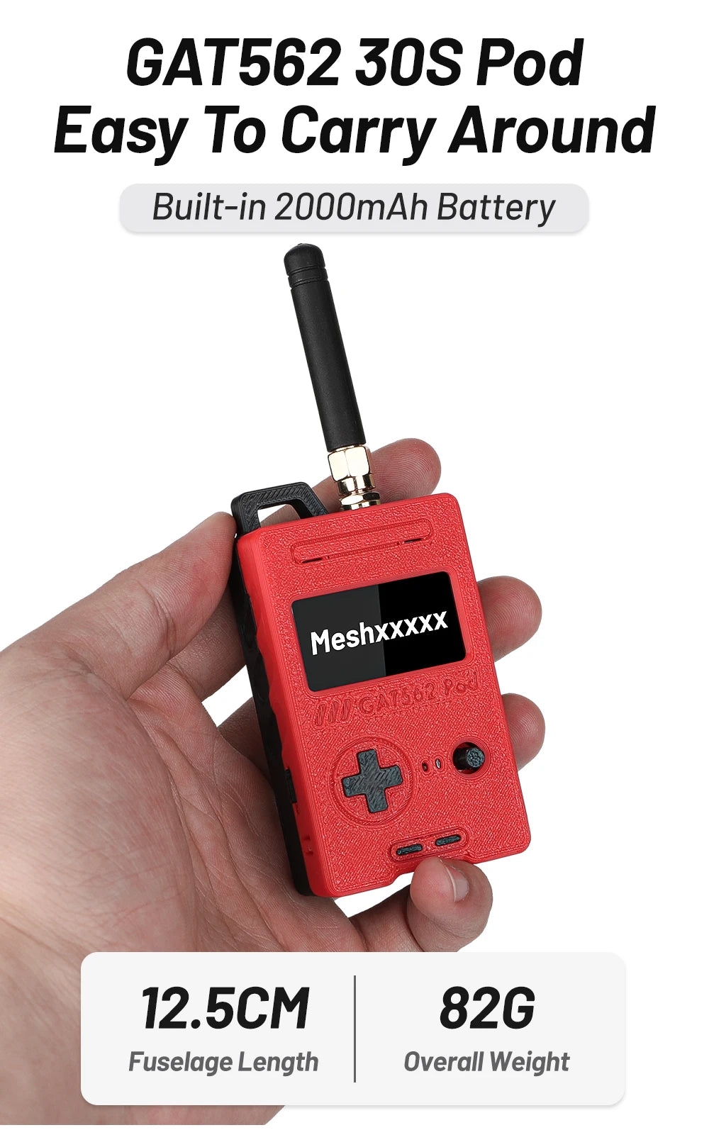 GAT562 30S Pod 30dBm Mesh Radio Node With NRF52840 SX162 GPS LoRa Meshtastic Wireless Device for Meshcore 2000mAh Battery