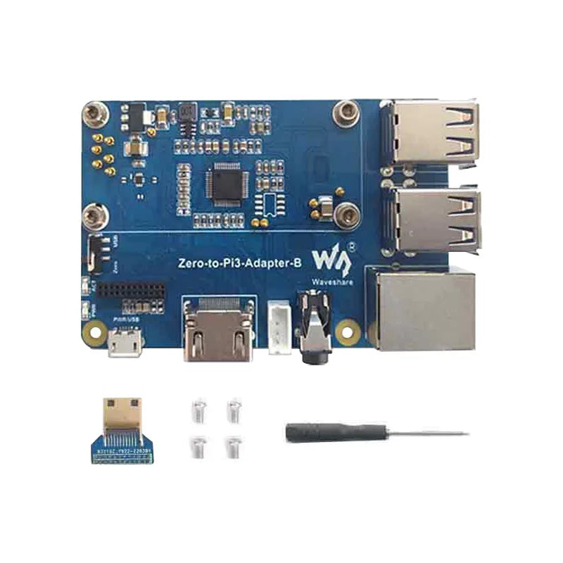 Raspberry Pi Zero 2W USB 2.0 Hub Expansion Board - 100Mbps RJ45 Ethernet + Audio Jack & Pogo Pin Power Supply