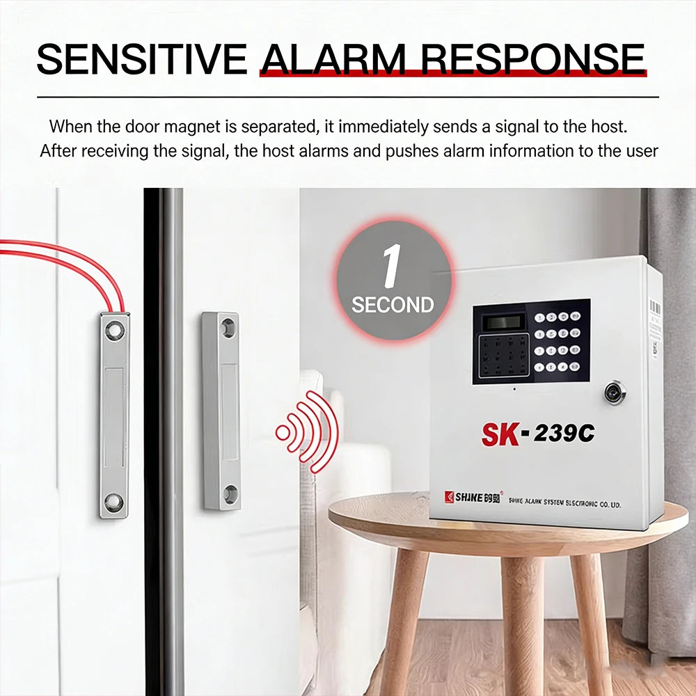 2Pairs MC-52 Wired Magnetic Door Window Contact Switch Heavy Duty Iron Door Sensor Reed Switch for Alarm System Normally Open NC