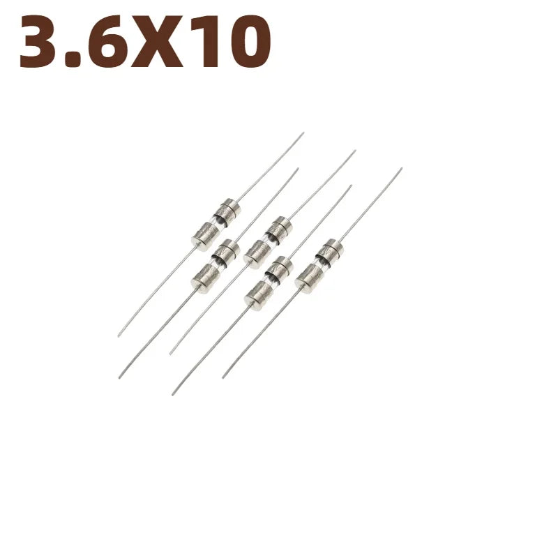 3.6X10MM Straight Pin Fast Blow Glass Fuse 3.6*10mm Slow Break The Fuse Tube 250V 0.5A 1A 2A 3A 3.15A 4A 5A 6A 8A 10A 12A 15A