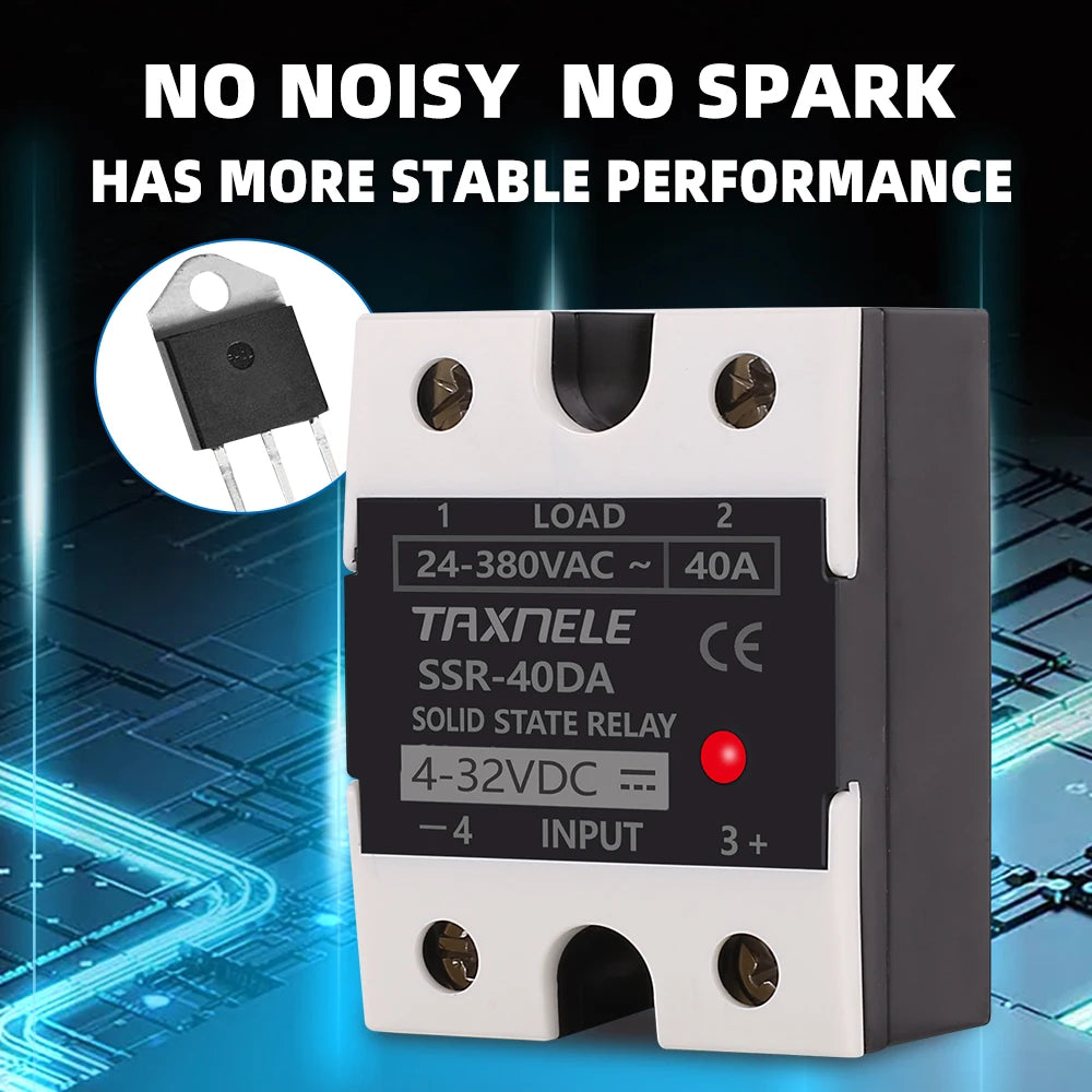 SSR 40DA SSR 25DA 10DA Solid State Relay  DC To AC 4-32VDC Input 24-480VAC Output solid state relay Industrial Single black SSR