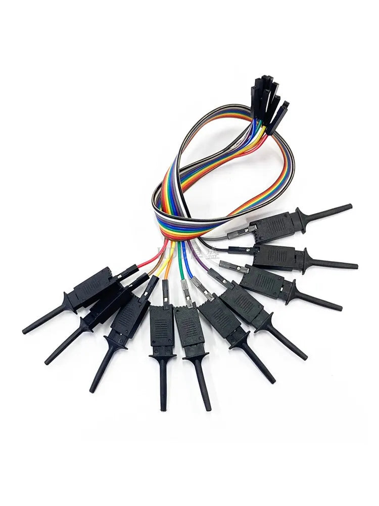 10Pcs Test Hook Clips with 20/30cm Male Header Jumper Wires & SOIC IC Grabber, Test Hook Clips to Dupont Wire for Power Supply