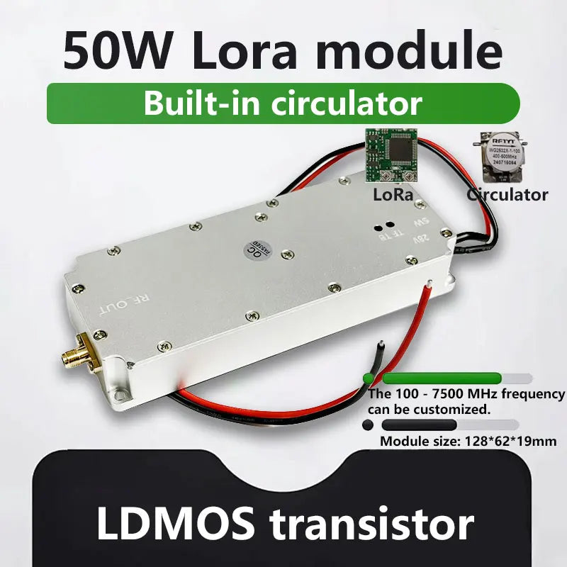 Electronic RF Component 50W Lora Module With Circulator LDMOS Transistor 100‑7500MHz Customizable Frequency Radio Frequency Modu