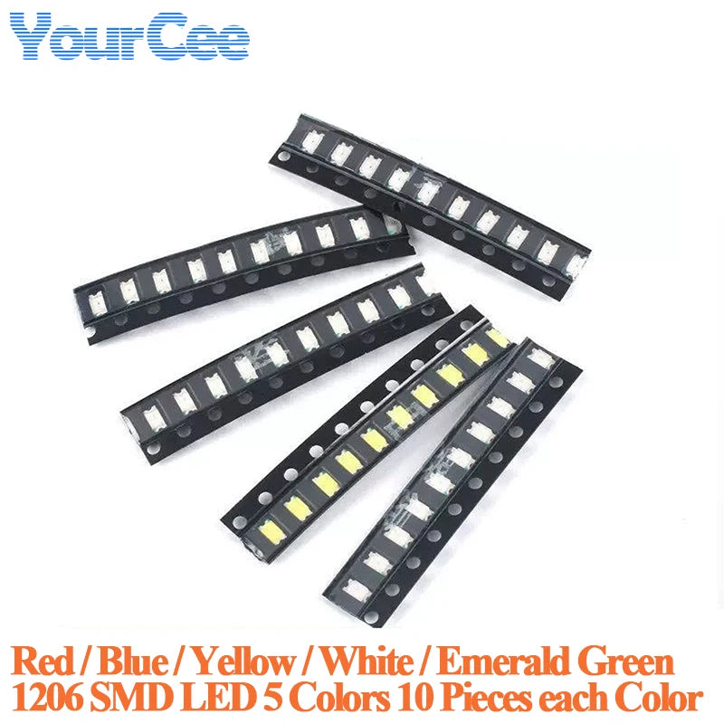 50pcs-390pcs SMD LED 0402 0603 0805 1206 3528 2835 5050 5730 Diode Red Blue Yellow White Green Orange Purple Pink