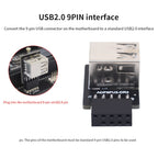 TISHRIC 9Pin To 2 Ports USB 2.0 Expansion Card USB 2.0 Motherboard Header 9pin to 2 Ports USB 2.0 Dual USB A 9 Pin Female Adapt