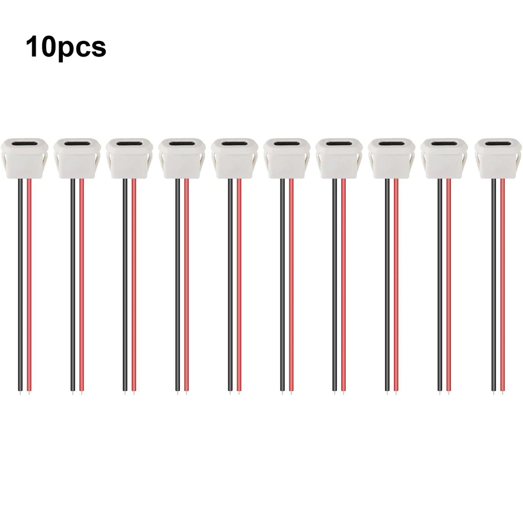 10pcs Type-C Female Chassis Connector USB C Female Chassis 2P Direct Crimp Jack Female Charging Port Waterproof Extension Power