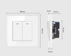 JHJCH - 1 Gang 1/2 Way Stair Switch, Tempered Glass Panel, Rocker Light Switch, On / Off Switch, Toggle Wall Switch