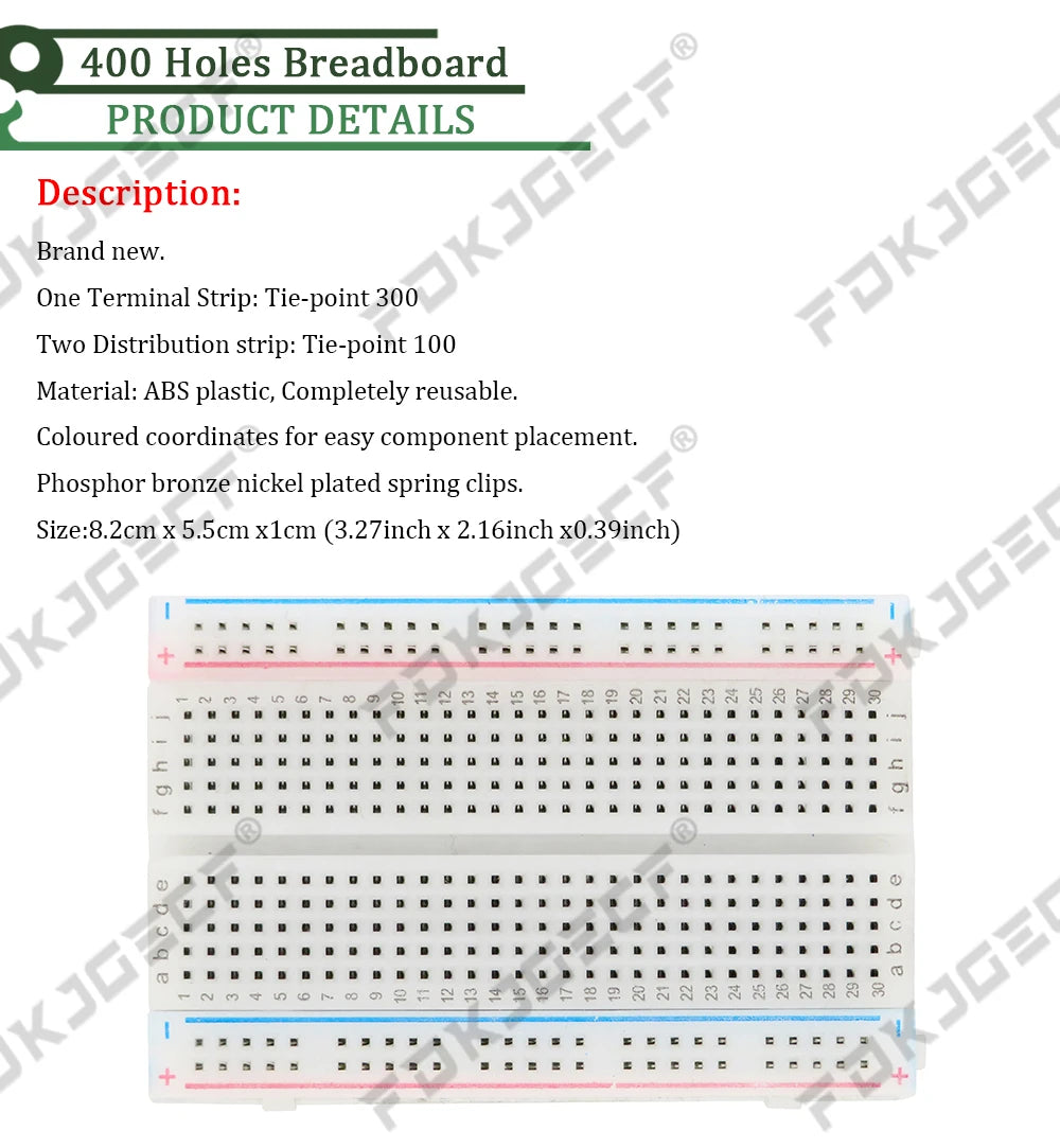 MB102 Breadboard Micro Usb Power Supply Module + 400 Tie Points Holes Universal Solderless PCB Breadboard + 65pcs Jumper Wires
