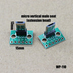 1Pce Vertical USB Micro USB 2.0 Male Lengthen Head Connector PCB Converter Adapter Breakout Board 180 Degree Vertical WP-110