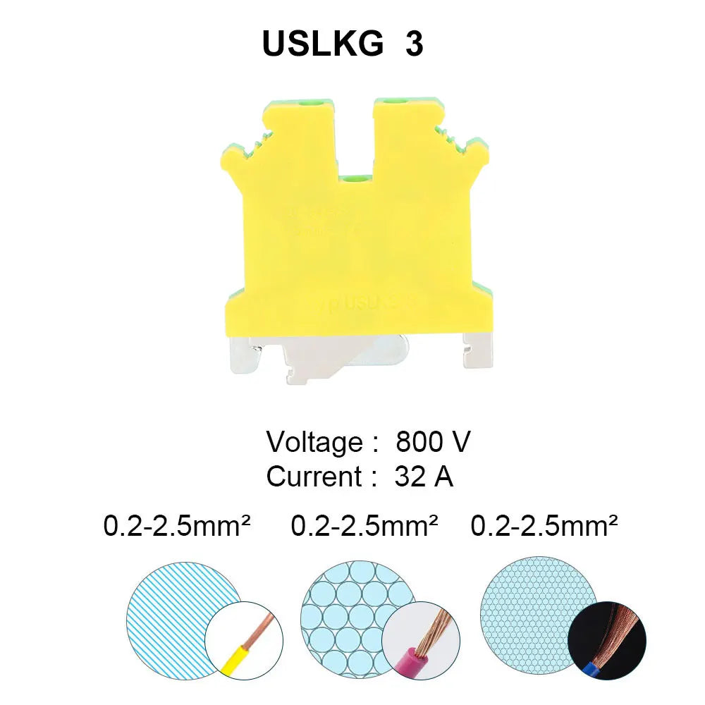 4PCS Din Rail Terminal Blocks Wire Electrical Conector Terminal Connector Screw Cable Strip Power Distribution Block UK-2.5B/10N