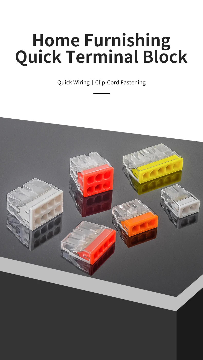 50Pcs Mini Quick Push in Connectors Hard Stainless Easy Electrical Splicing Terminal Blocks 2 3 4 5 6 8 Ports